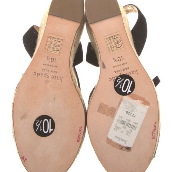 NEW Kate Spade Black Cream Rose Wedge Platform Espadrille Sandals Size 10.5 - Picture 6 of 6